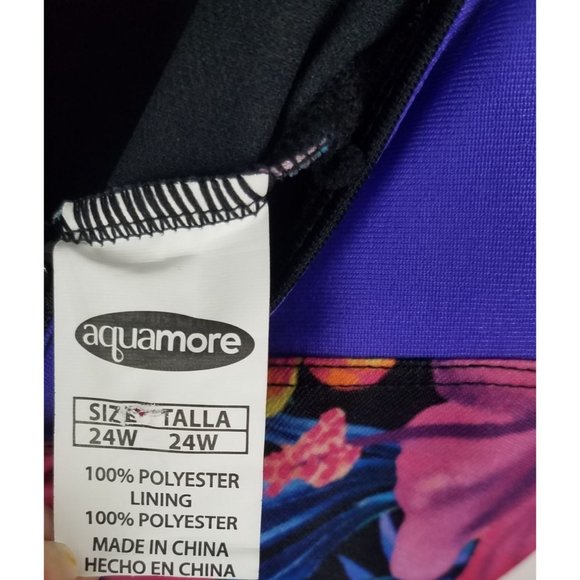 Aquamore Women's Sz. 24 W Chlorine Resistant Zip Paradise Swimsuit NWT - Picture 2 of 7